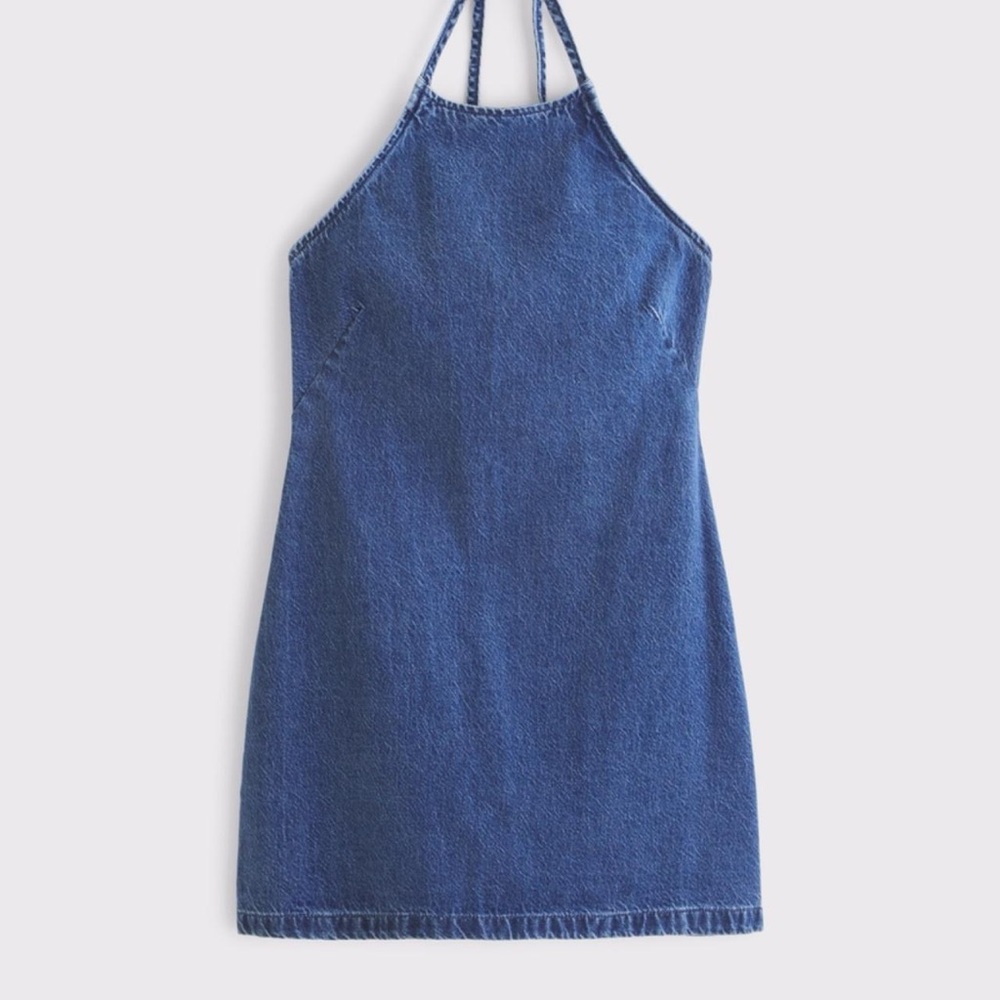 Blue Halter Denim Dress